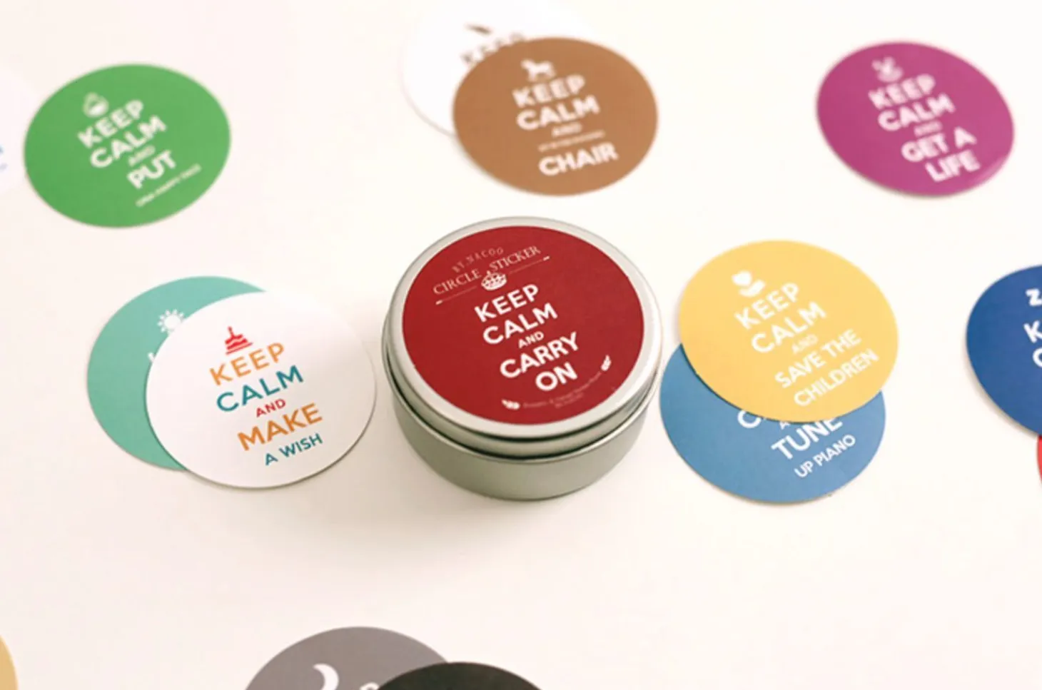 Keep Calm Round Deco Sticker Set