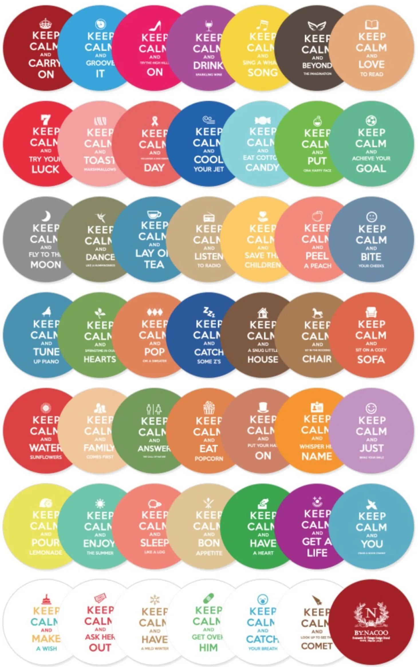 Keep Calm Round Deco Sticker Set