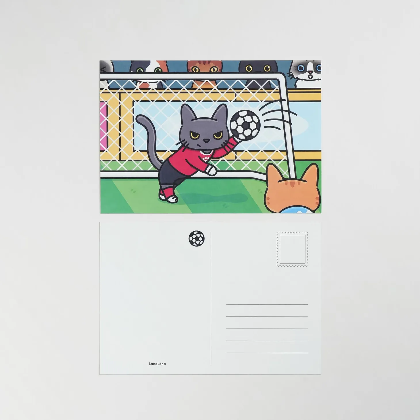 Lana & Tuxedo Cat Soccer Postcard