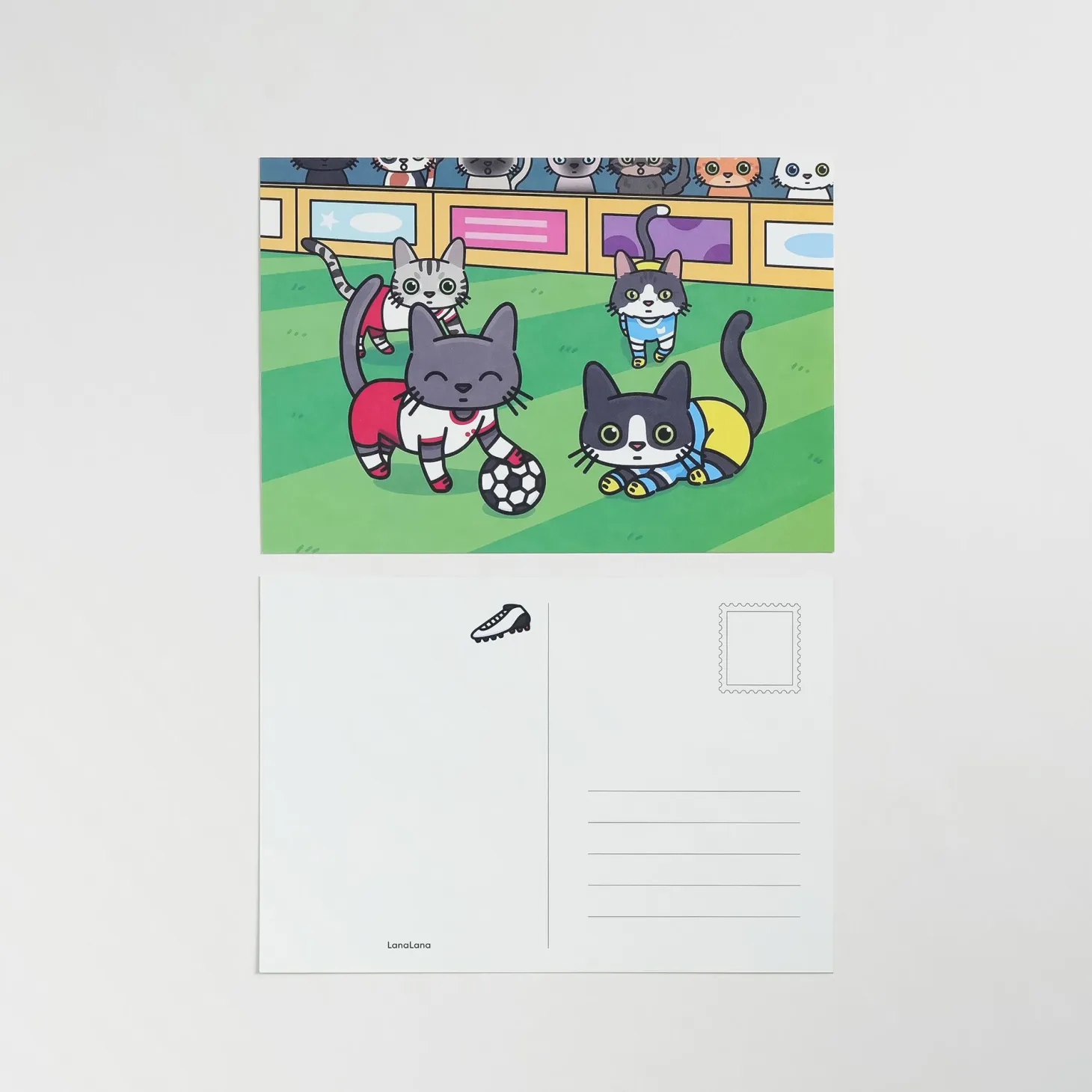 Lana & Tuxedo Cat Soccer Postcard