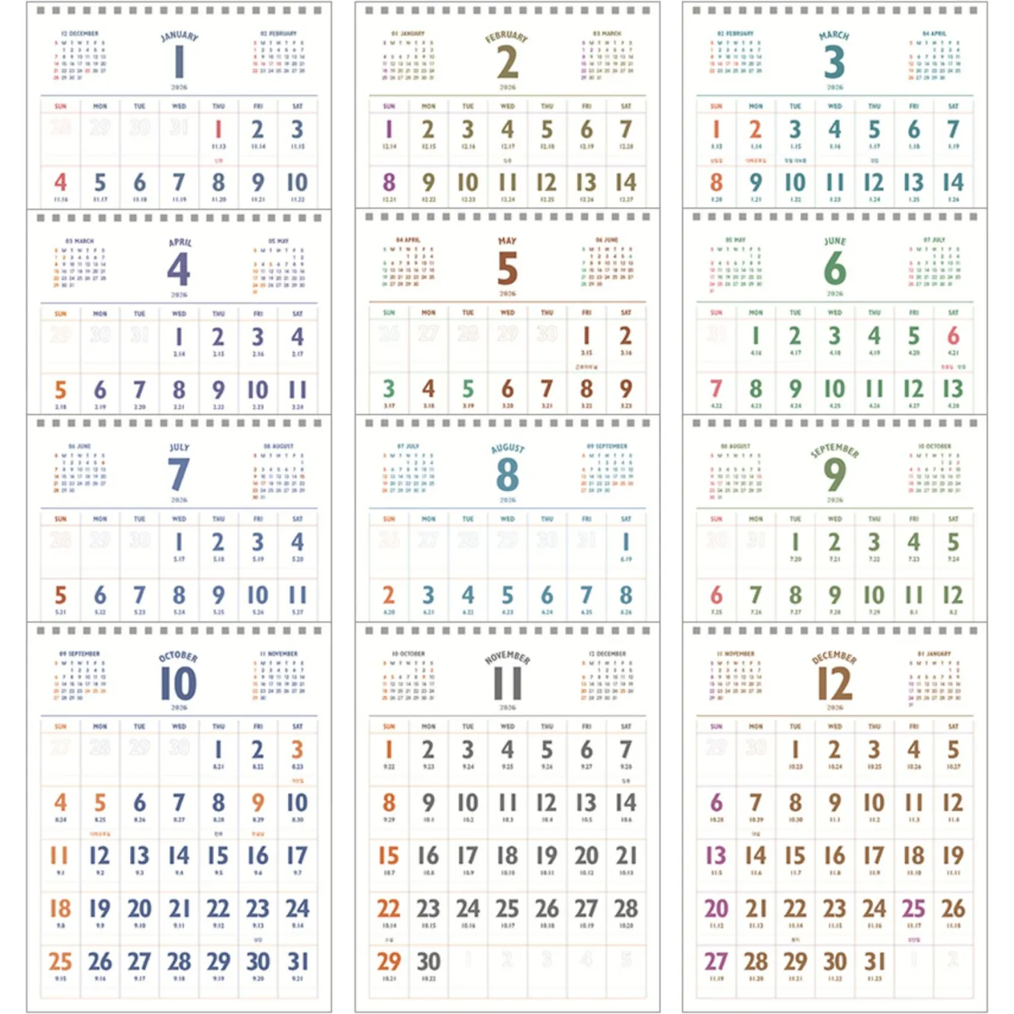 2025-2026 Lunar Retro Desk Calendar