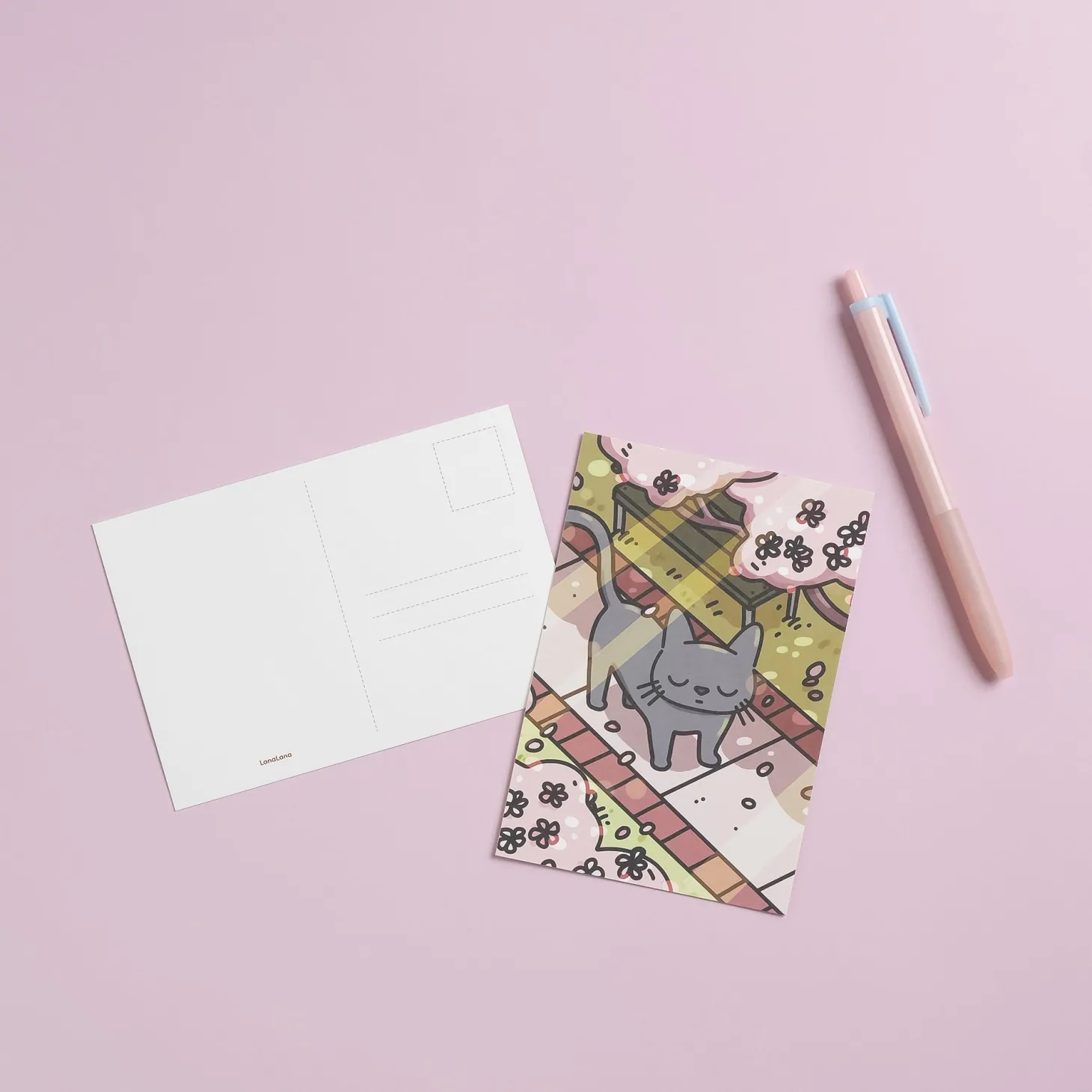 12pcs Lana & Tuxedo Cat Postcard Set