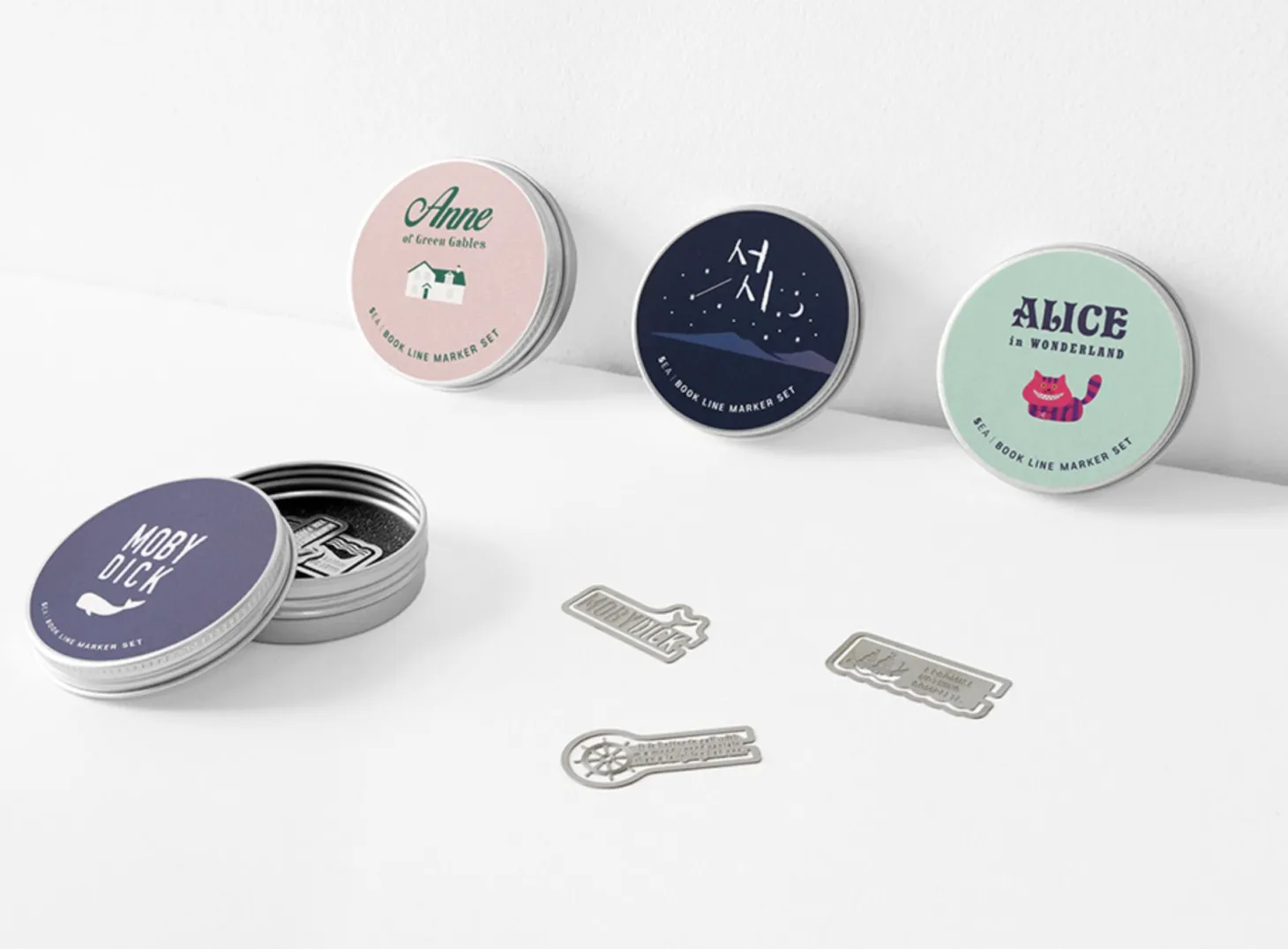 5pcs Literature Tin Bookmark Set