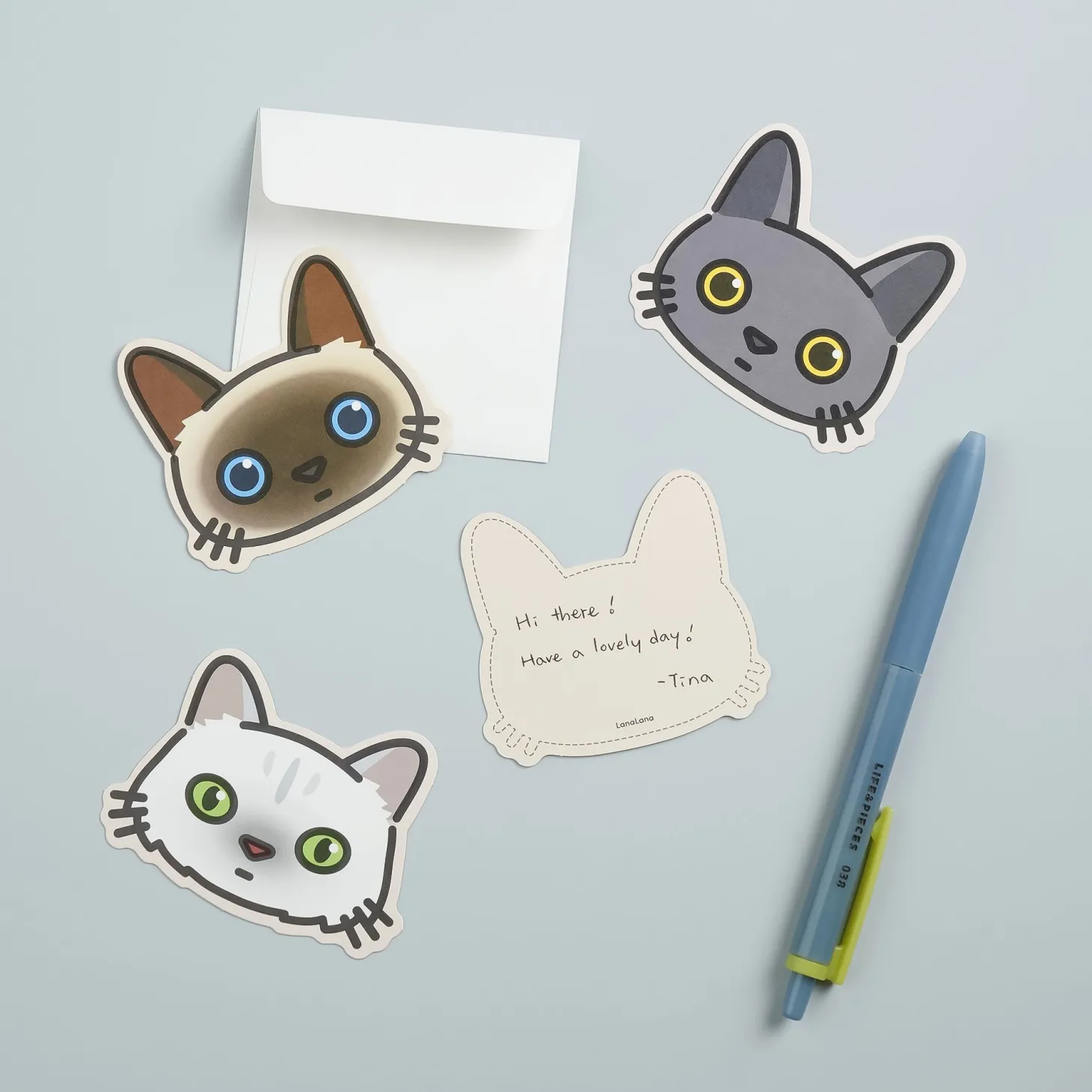 10pcs Mini Cat Face Card Set