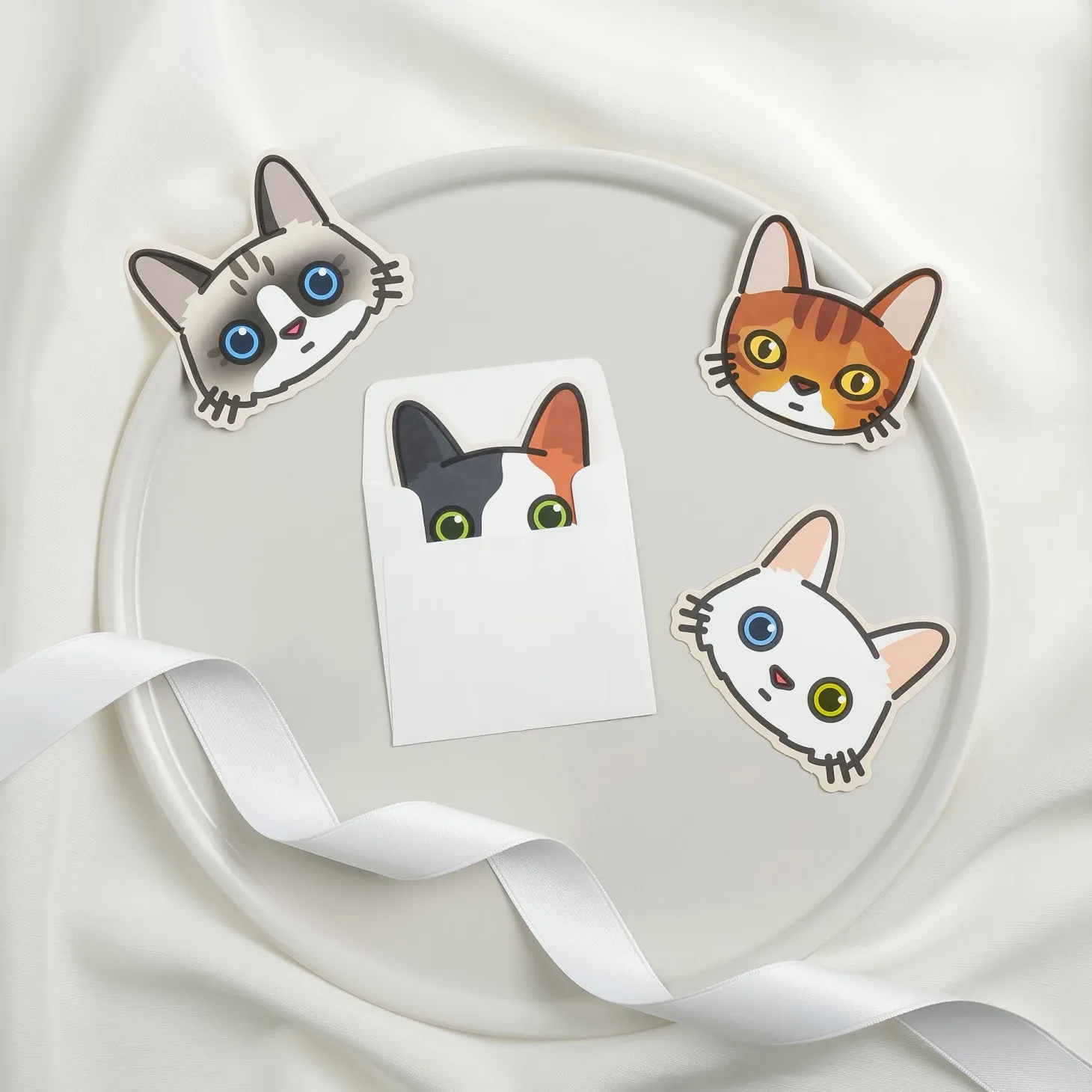 10pcs Mini Cat Face Card Set