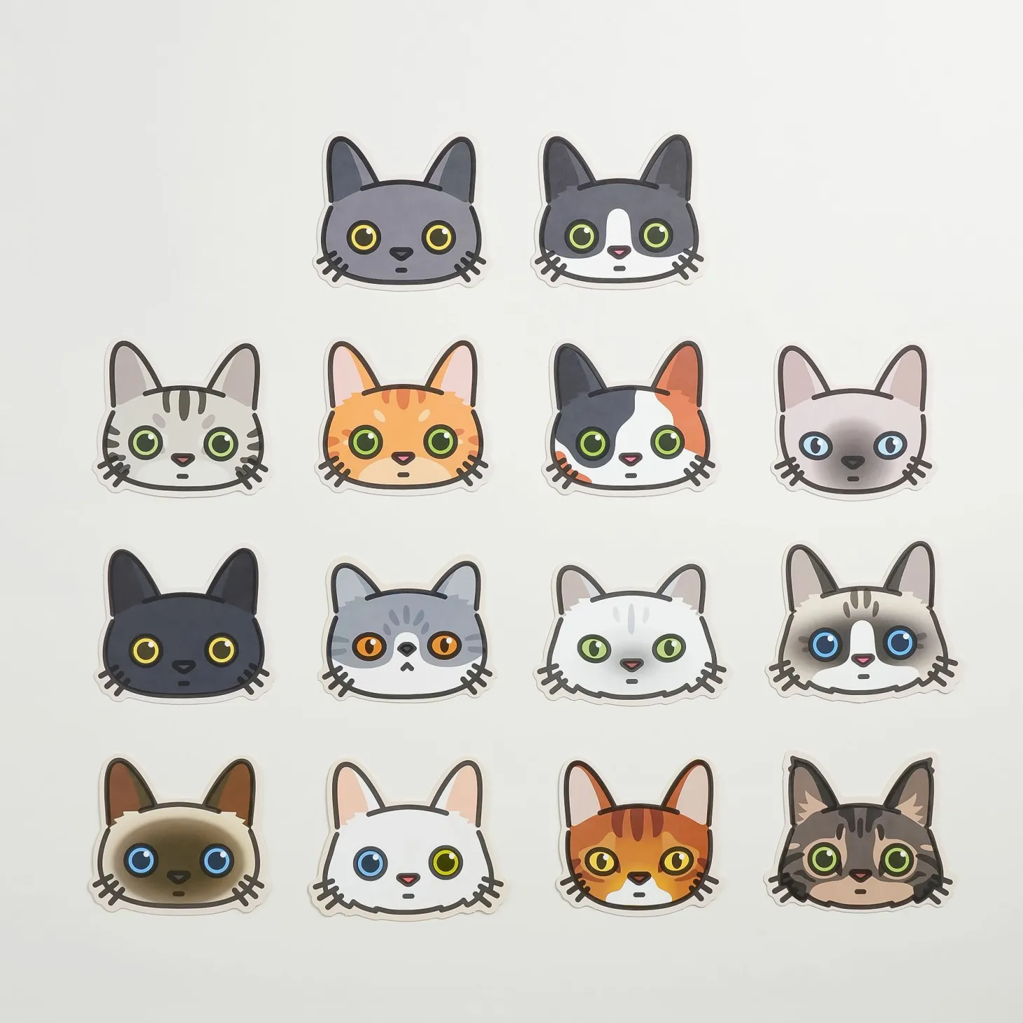 10pcs Mini Cat Face Card Set