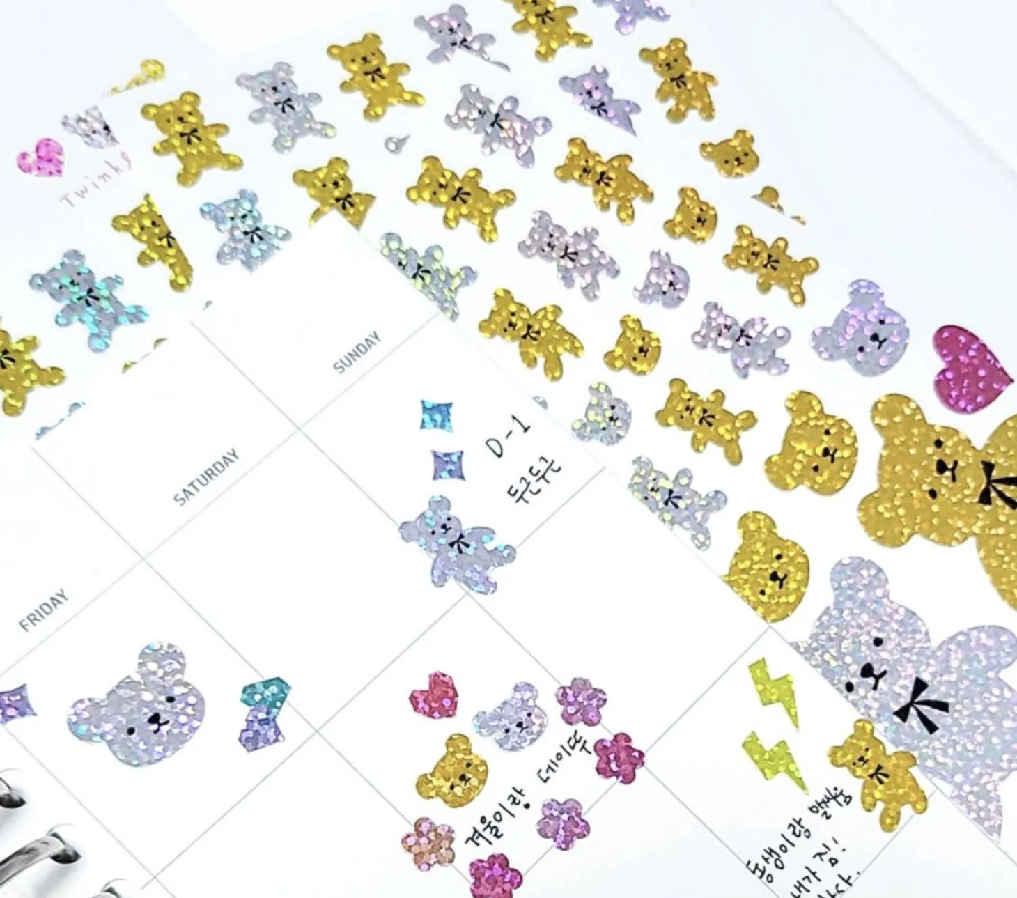 3pcs Twinkle Bears Hologram Sticker Set