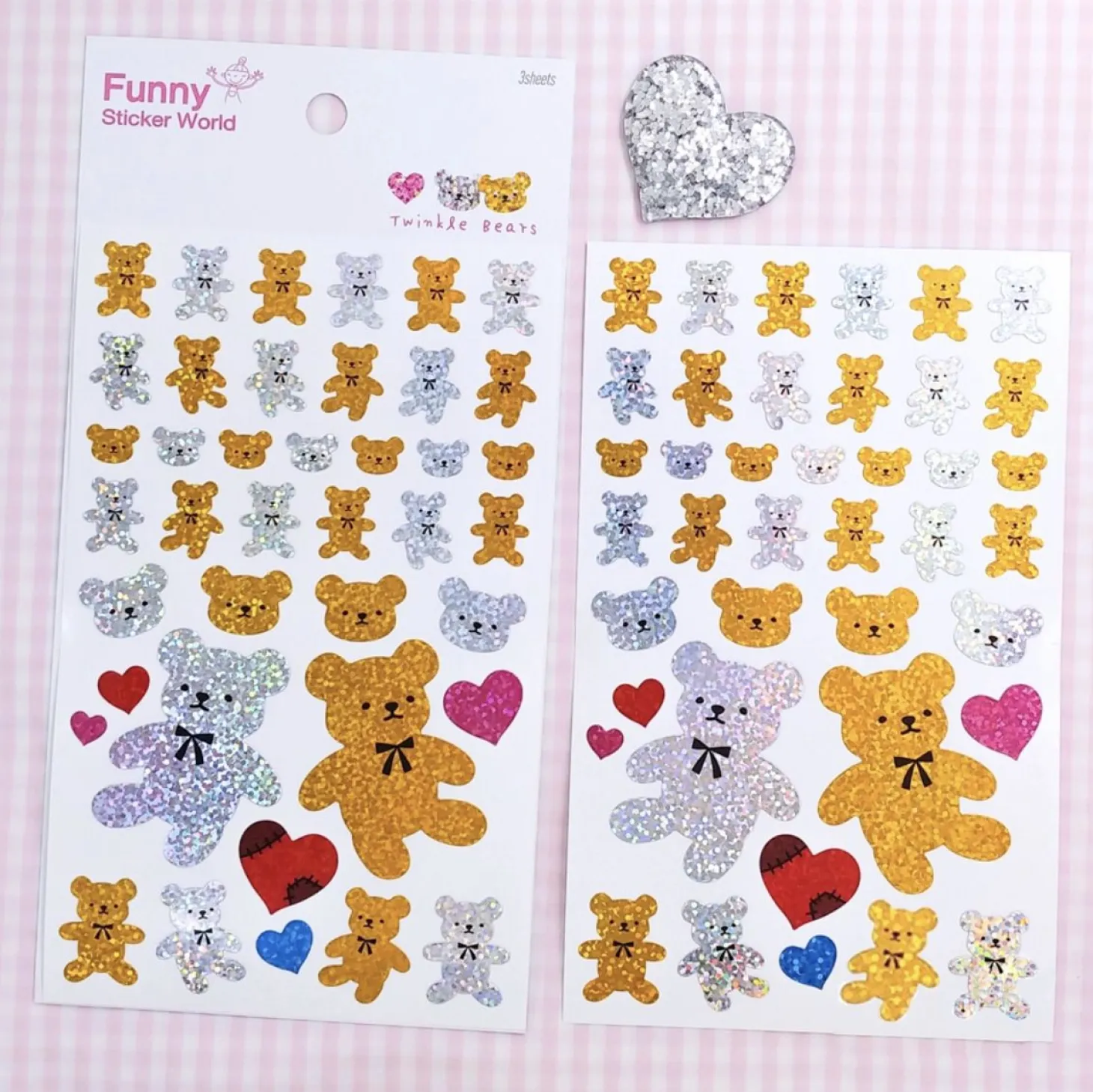 3pcs Twinkle Bears Hologram Sticker Set