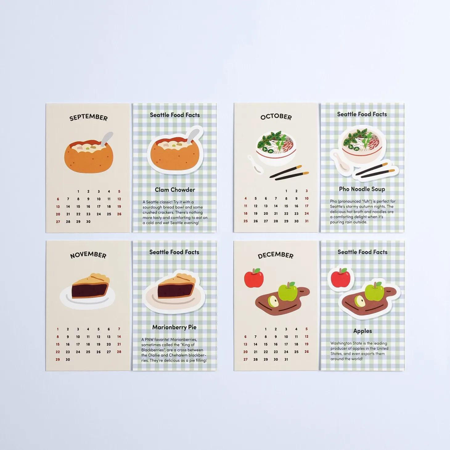 2026 Seattle Mini Calendar Sheets