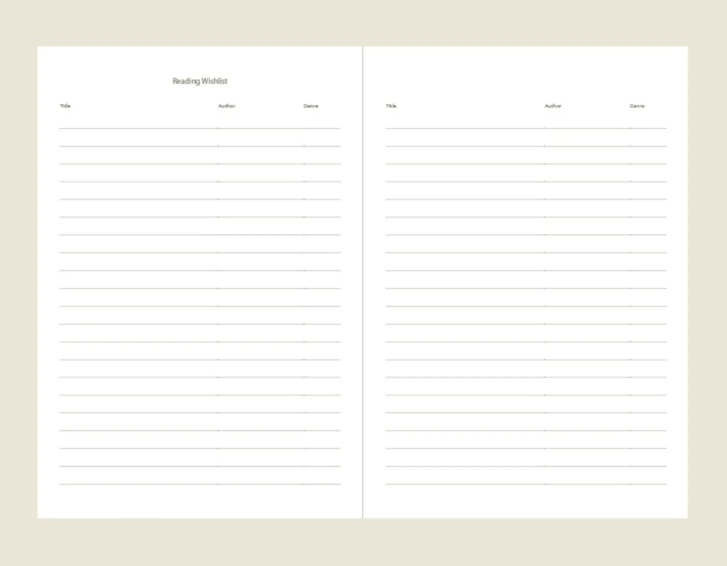 Slim Book Lover's Archive Reading Journal