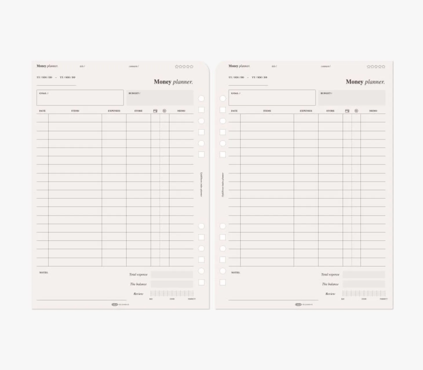 Up&Down Index 6 Ring A5 Planner Refill
